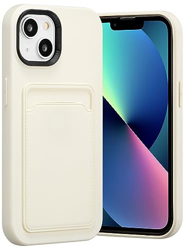 ZCDAYE Case for iPhone 13, Soft Silicone Phone Case with Card Holder, Silky Touch Slim Protective Phone Cover for iPhone 13 (6.1 inch), White