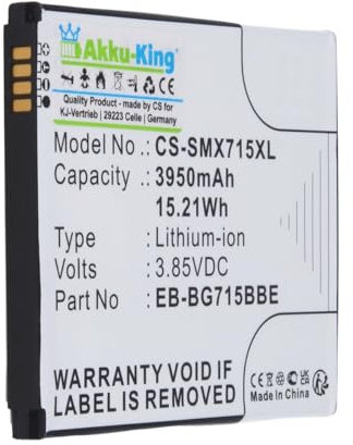Akku kompatibel mit Samsung EB-BG715BBE - Li-Ion 3950mAh - Galaxy Xcover Pro, SM-G715, SM-G715U, SM-G715FN/DS - ohne NFC Antenne
