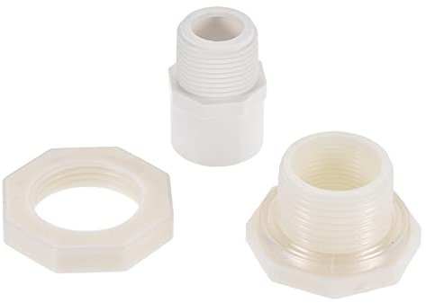 M METERXITY Passaparete in PVC Raccordo - Doppio Filettato Passaparete Acqua Serbatoio Connettore, con Guarnizione in Silicone, Applica a Acquari, Rubinetti(G3/4 Femmina 1.38 Maschio, Bianco)