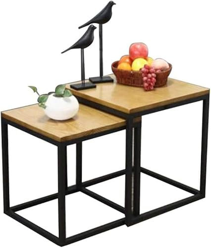 Table Basse de Salon Moderne Table gigogne, Table Basse Simple en Bois SIF, Table d'appoint Mobile en Fer forgé, Table de Chevet multifonctionnelle pour Chambre d'hôtel 15 × 15 × 17 Pouces /