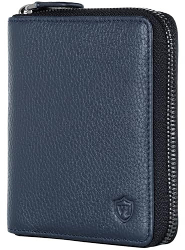VON HEESEN Leder Geldbörse mit RFID-Schutz - Portemonnaie für Herren & Damen aus echtem Leder - Wallet mit Münzfach - Geldbeutel für Männer und Frauen in Blau