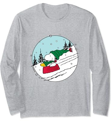 Peanuts Schlitten Snoopy Woodstock Langarmshirt