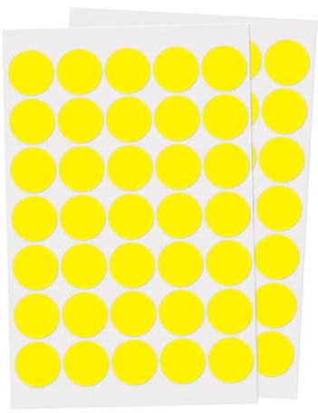YIKIADA Yellow 25 mm Round Stickers Self-Adhesive Circle Labels Color Coding Dot Decals for Office School Home 350 Pieces