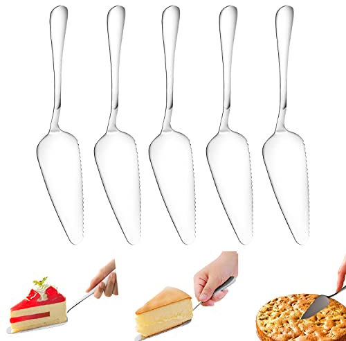 AIVORO Pelle à Tarte ou Pelle à Gâteaux, 5 Pièces Pelle à Pizza INOX pour la Découpe et Le Partage Gâteaux, Desserts, Pizzas, Fromages, Tartes et Autres