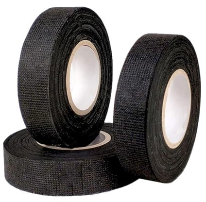 Cutiolly Nastro Isolante,3pcs Nastro Isolante Nero,Nastro in Tessuto per Auto,Nastro Isolante in Tessuto,Nastro Adesivo Isolante,Nastro Tessile Autoadesivo per Cablaggi