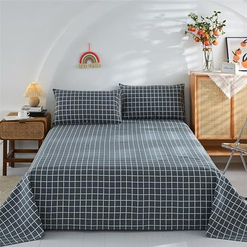 MEKPAM Sabanas Sábanas De Tela Gruesa Vieja De Algodón Puro Sábanas De Tela Gruesa De Algodón-Rejilla Gris Claro-230X250Cm
