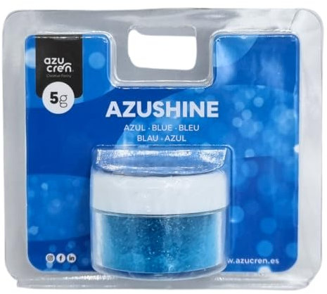 Azucren, Paillette Alimentaire, Paillette Alimentaire cocktail, Poudre Pailletée Comestible, Idéale pour la Décoration de Gâteaux, de Fondants, de Crème au Beurre, 5 Grammes. AZUSHINE (Bleu)
