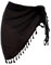 Sarong Pareo Damen Sexy,Strand Wrap,50 x 180cm,Sommer Chiffon Strandtuch mit Fransen,Vertuschung Chiffon Bikini,Transparent Cover up,Strand Rock,Strandkleid zum Tragen über Badeanzügen,Schwarz