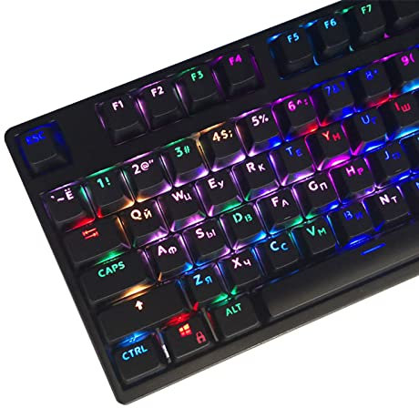 BABYVIVA Tastenkappen, 104 Tasten, russisch-koreanische Hintergrundbeleuchtung, OEM-Profil, ABS-Tastenkappe, Gamer für mechanische Tastatur MX
