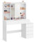 VASAGLE Dressing Table with LED Lights, Adjustable Brightness, 40 x 117.5 x 145 cm, Modern Makeup Desk, Vanity Table with Mirror, Drawers, Open Compartments, Adjustable Shelves, Cloud White RDT624W02