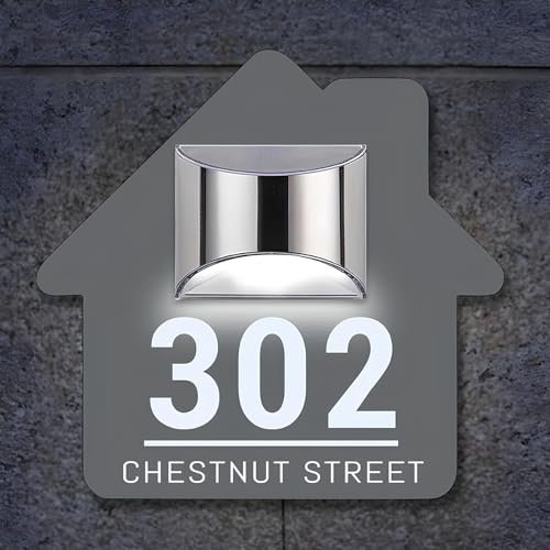 BeNsil Plaque de Maison Solaire Personnalisée,Numero de Maison Exterieur Solaire,Numéros De Maison, Adresses,Noms De Rue - LED Moderne pour Les Maisons, Les Hôtels.
