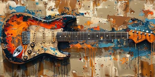 Malen Nach Zahlen Erwachsene Gitarre Malen Nach Zahlen Kunst Malen Nach Zahlen ab 10 Jahre Mädchen Geschenke, DIY Ölgemälde Set mit Pinseln Acrylpigment Leinwand 50X100CM, Aesthetic Room Decor Gifts