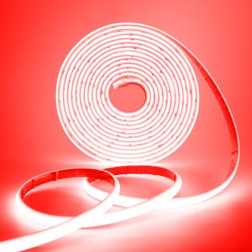 HEGEHE 12V Lumière au néon LED COB Autocollant, 320Leds/m IP68 étanche Super Lumineux Bandeau flexible Ruban LED Light Strip pour DIY, Chambre, Noël, Fête, Intérieur/Extérieur (Rouge, 1M)