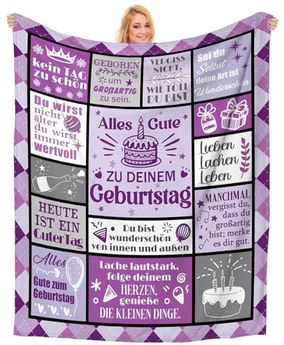 Einanmut Geburtstagsgeschenk für Frauen Männer, Decke Geschenk Freundin, Freund Schwester Oma, 18. Geburtstag Mädchen Junge, 30 40 50 60 Geburtstag Mann