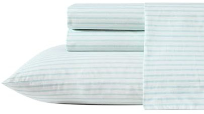 Tommy Bahama Bettwäsche-Set für King-Size-Bett, Baumwoll-Perkal-Bettwäsche-Set, super weich und gemütlich, Heimdekoration, Öko-Tex-Zertifiziert (Cool Beach Stripe Türkis, King-Size)