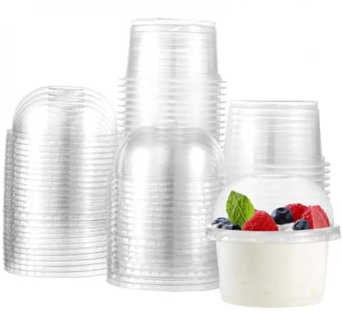 Ymxygz Gobelets À Dessert avec Couvercles, 50 Pièces, Gobelets À Dessert Transparents, Parfaits pour Apéritif, Bol De Service À Dessert pour Pudding Mousse