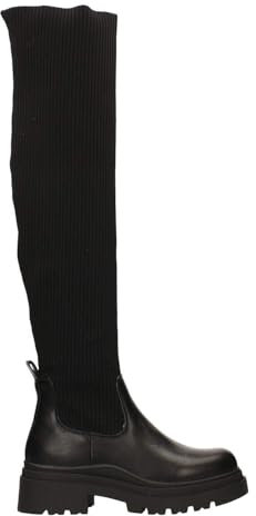Stivali neri con tomaia in tessuto elasticizzato, Tacco alto 5cm BLACK 37