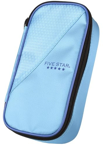 Five Star Pencil Pouch, Pen Case, High-Capacity Zipper Pouch, Storage Organizer for School Supplies Earbuds Chargers Cables Makeup, Blue/Denim (500212F-ECM)