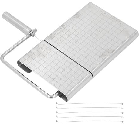 Cheese Knife Cutting Board Made of Stainless Steel for Mozzarella, Parmesan, Butter and Soaps, Precise Cutting Marks, Non-Slip Feet, Dishwasher Safe