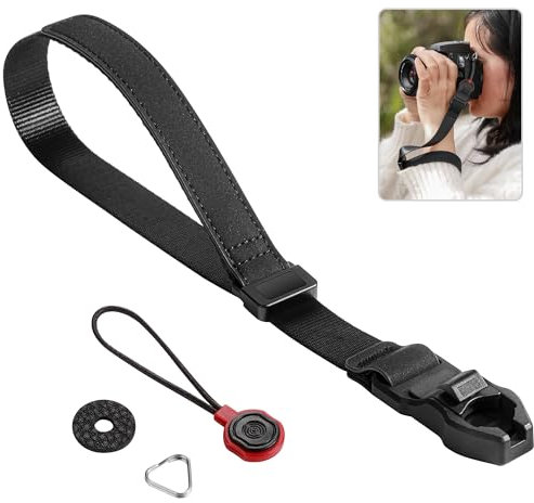 Yullmu Quick Release Camera Wrist Strap – Compatible for Peak Design Buckle 0.78 inch Wide 198lbs Load Capacity Compatible with SLR Camcorders Telescopes & More, Black, Standard-Instrument