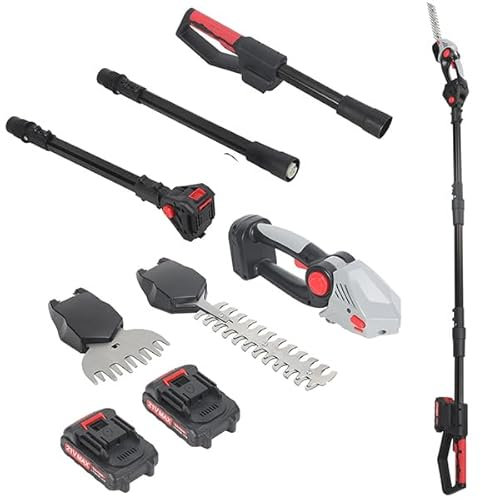 tinysiry 2-in-1 Cordless Pole Saw & Hedge Trimmer Grass Shears Combo Kit, Electric Tree Trimmers Long Handle Pruner, Multi-Angle Adjustable Cordless Shrub Trimmer Branch Cutter Battery Charger Includ