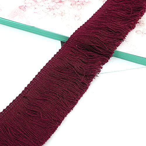 Anevous 5 Meter Länge,5cm Breite Fransenborte,Fransenbordüre,Quaste,Seide Fransenbesatz,Tanzfransen,Schnittfranse Bänder,Nähzubehör zum DIY Basteln,Kleidung,Dessous,Vorhänge Dekoration,Weinrot