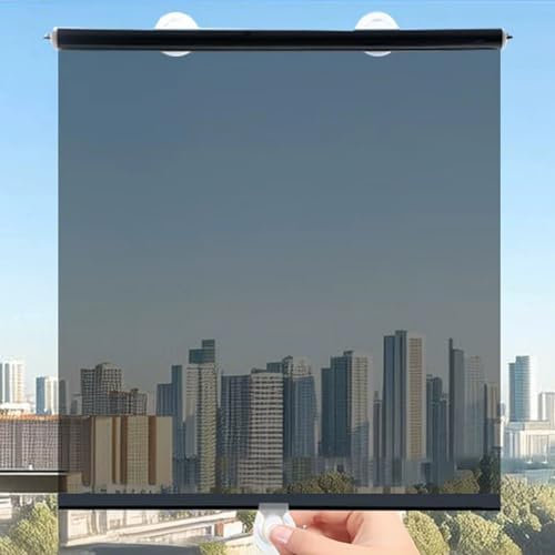 Suction Cup Window Shade for Home, Suction Cup Blinds for Glass Door, Suction Cup Window Shade Blackout, No Drill Cordless Blinds, Pull Down Room Darkening Window Shades (45x200cm)