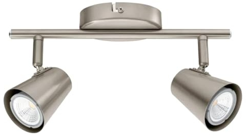firstchoicelighting Matt Nickel 2 Way Ceiling Spotlight, Adjustable Downlight Fitting, Low Energy LED Bulbs Included