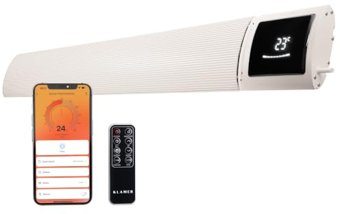 KLAMER Infrarotheizung 2600 W WLAN, App-Steuerung, Timer von 1 bis 24 h | Per Smart Life App von überall steuerbar, mit Wochenprogrammen und 2 Heizstufen. Die Fenster-offen-Erkennung spart Energie