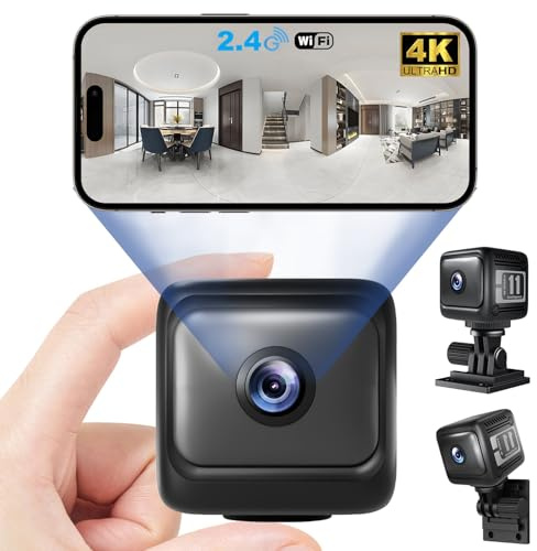 UTOPYANG Mini Spy Camera with 2.4G WiFi, 4K HD Hidden Camera,10H Battery Life, Two-way Audio,Night Vision, Motion Detection,Real-Time Video, Cloud&SD Storage for Indoor Room Home