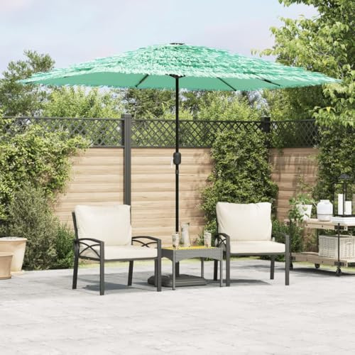 Holamys Parasol rectangulaire vert 300 x 200 x 250 cm avec toit de paille à 8 couches, protection UV, mécanisme à manivelle, mât en acier robuste pour jardin, balcon, extérieur