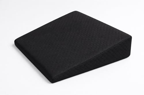Comfort Collections Small Foam Wedge Support Cushion – Compact Angled Positioning Pillow for Chair, Sofa or Bed – Lightweight Support Block with Soft Cover (38 x 32 x 7.5 cm) (Black)