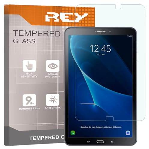 REY Bildschirmschutz aus gehärtetem Glas für Samsung Galaxy Tab A6 T580 2016 10.1 - TAB A T-585, Schutzfolie, Displayschutzfolie 9H+ Härte, Anti-Kratzen-Öl-Bläschen
