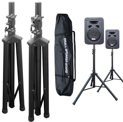 2 pezzo Speaker Stand treppiede per altoparlanti audio con 3,5 cm flangia standard - regolabile in altezza da 100 a 180 cm, fino a 60 kg - con 1 x borsa Modello: BS3x2_BS3TKx1