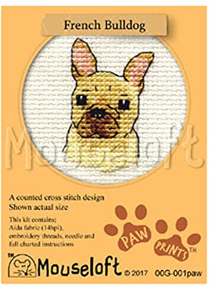 Mouseloft Mini Cross Stitch Kit - French Bulldog, Paw Prints Collection