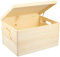 LAUBLUST Große Holzkiste Deckel und Griffe - 40x30x24cm, Natur, FSC® | Allzweck-Kiste aus Holz - Aufbewahrungskiste | Geschenk-Verpackung | Deko-Kasten zum Basteln | Spielzeug-Truhe | Erinnerungsbox