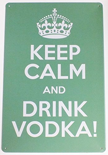 GREENZONE Metal Sign Plaque Bar Pub Vintage Retro Wall Decor Poster Home Club Tavern Wall Door (30 x 20 cm) - Keep Calm Drink Vodka