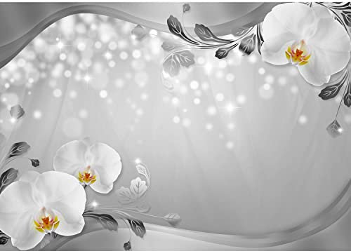 Runa Art Papier peint intissé Mural fleurs d'orchidées Moderne Toison Salon Chambre à Coucherr Salle - Tableaux Muraux Tapisserie Photo - Noir et blanc 9339010c
