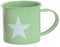 Taza/Mug de Desayuno realizada en Metal, con Dibujos de Estrella, de 360 ml. Diseño Industrial, con Estilo Vintage - Hogar y Más - Verde