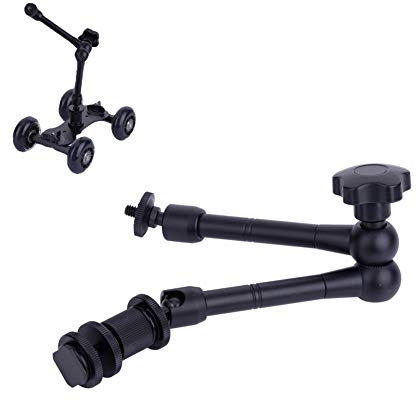 Desktop Dolly Car Mobile Slider Rail Skater / 11 Articolazione regolabile Braccio magico di attrito utilizzato per fotocamera DSLR Fotografia ripresa Registrazione video, Accessori multipli Fornire