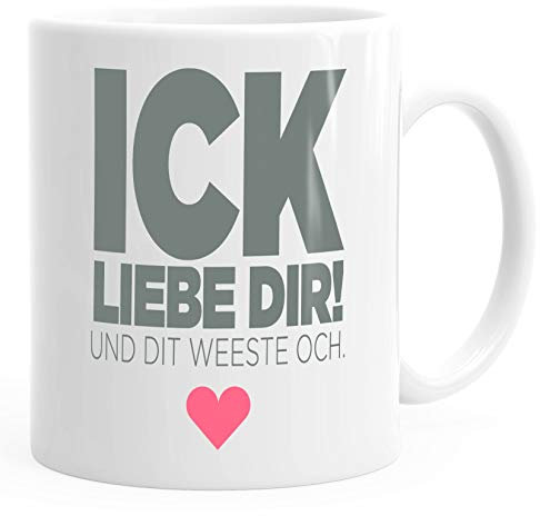MoonWorks® Kaffee-Tasse Ick liebe dir und dit weeste och Geschenk Valentinstag Berlin Berliner Liebe weiß unisize