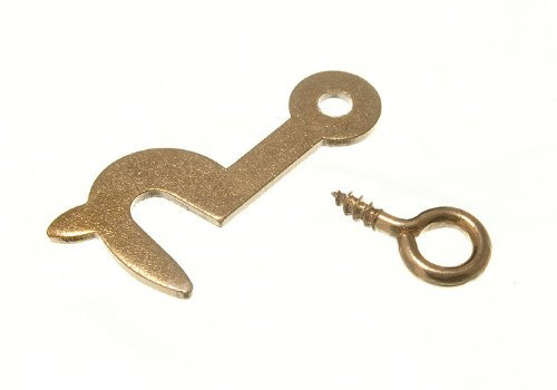 10 x Side Hook 25MM Right Hand Brass Plated Steel with Eye
