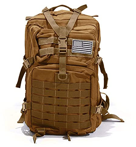 Bug Out Bag Rucksack, 50 l, taktischer Rucksack, ideal für Survival-Essentials (hellbraun)