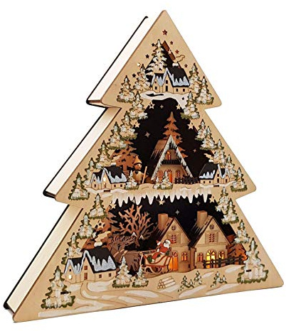 Wichtelstube-Kollektion XL LED Lichterbogen Weihnachtstanne Schwibbogen Weihnachtsdeko Holz 45cm