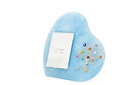 Sospiri Venezia Portafoto Vetro Murano Cornice a Cuore Decorazione Albero della Vita con Murrine Supporto da Scrivania o Tavolo Foto 13x18 cm Idea Regalo Made Italy (29x29 cm)