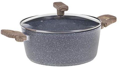 Secret de Gourmet - Faitout avec couvercle D 28 cm en Aluminium Forgé aspect pierre Ligne Nature Tous feux