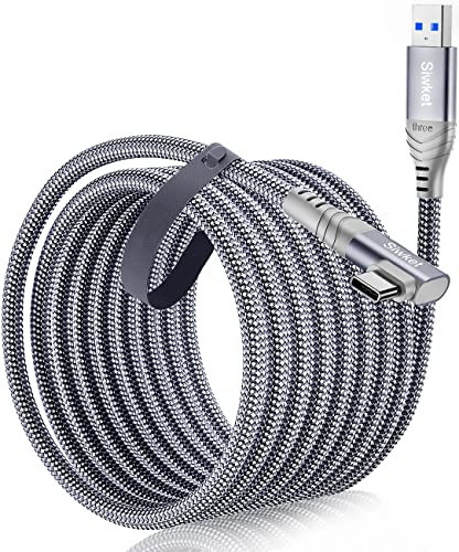 Siwket Link kabel für Oculus Quest 2 [5m], USB 3.0 A auf USB C Kabel 5-Gbit/s Hochgeschwindigkeits Datenübertragungs Typ CKabel 90 Grad VR Ladekabel für Oculus Quest Headset, Quest 2, Gaming-PC