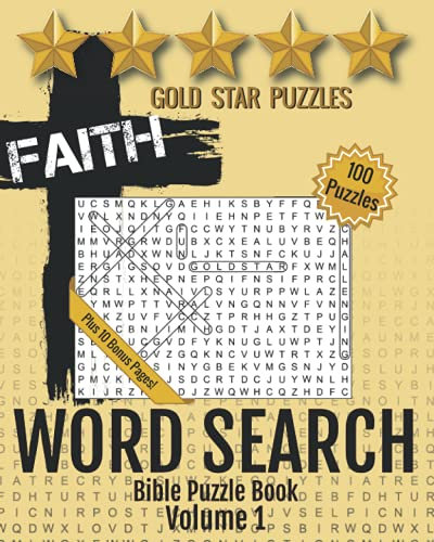 Gold Star Bible Word Search Puzzle Book - Volume 1: Large Print Wordsearch Scramble for Adults and Kids - Christian Faith Series