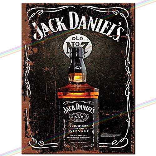 Metal Signs - Jack Daniels (Bottle). Man Cave Tin Metal Sign Hanging Wall Plaque Kitchen Shed Garage. Large (27cm x 18cm)