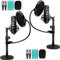 Movo PodPak2T Universal-XLR-Kondensatormikrofon-Podcast-Ausrüstungs-Set für 2 – inklusive 2 Nieren-Mikrofone, Desktop-Ständer, Stoßhalterungen, Pop-Filter und Kabel – Podcast- und YouTube-Kit